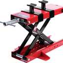 VIVOHOME Steel Motorcycle ATV Scissor Lift Jack Crank Hoist Stand with Saddle and Safety Pins 1100 lbs