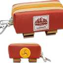 Dog Poop Bag Holder Zippered Pouch, Portable Dog Poop Bag Dispenser with 1 Metal Clip, Fashion Color Matching Canvas Waste Bag Holder for Leashes - Brown & Black