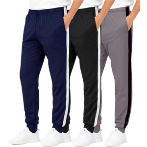 Real Essentials 3 Pack: Boys' Athletic Jogger Sweatpants - Kids Teens Youth Active Sports Pants with Pockets (Sizes 518) (XS)
