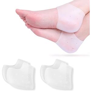 Silicone Heel Protectors, 2 Pairs Gel Pads Cushion for Blister Prevention, Achilles Tendinitis, Dry Cracked Heels, Plantar Fasciitis Inserts, Breathable Cups for Pain Relief, Men and Women