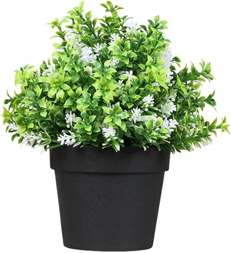 YZZY Faux Plants Pinecone Indoor with Black Plastic Pots, Fake Plants Orchidfor Home Decor, Artificial Potted Eucalyptus for Living Room Office Decoration (FY145 Orchid -M, 1pcs)