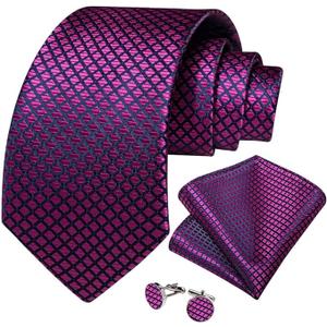 Men Plaid Solid Neckties Men's Tie Sets Silk Ties Pocket Square Cufflinks Wedding Party Business Suits Accessories