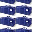 8 Pack Extra Heavy Duty Large Moving Bags with Strong Zipper & Carrying Handles, Sturdy Clothes Storage Bags Totes Bins, Packing Bag Move Boxes College Moving Supplies, Dark Blue - 24 gal