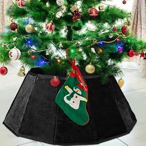 Christmas Tree Collar Red Velvet Christmas Tree Ring Foldable Xmas Trees Skirt for Artificial Trees Base Stand Cover Xmas Trees Decorations