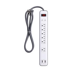 Regleta supresora 6 tomas + 2 USB 1800 J blanca