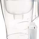 Amazon Basics 10-Cup Pitcher with Filter Compatible with Brita Water Filter Pitcher for Clean, Crisp Water, WQA and NSF Certified, Made in Europe, White