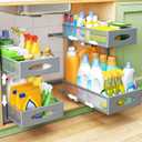 Under Sink Organizer, 2 Tier Pull out Cabinet Organizer Baskets with Mesh Sliding Drawers, Slide out Storage Shelf for Home, Kitchen, Bathroom, Pantry, Office, Countertop(1 Pack,Grey)