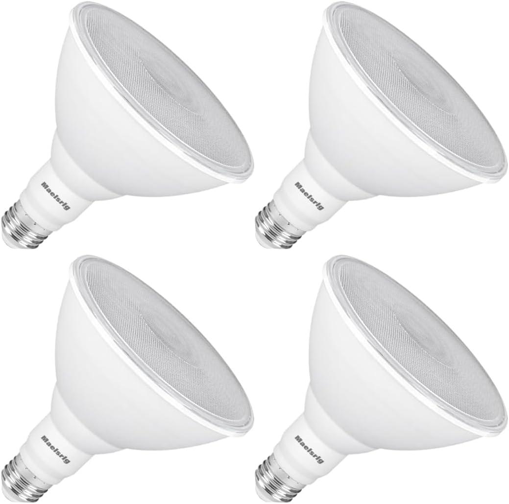 Maelsrlg PAR38 LED Flood Light Bulbs Outdoor, 18W (120W Equivalent), Daylight 5000K, Dimmable Weatherproof LED Outdoor Flood Lights with E26 Base, 1800LM, 4 Pack