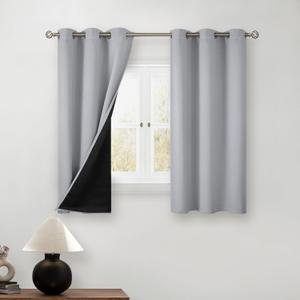 BGment 45 Inch Curtains for Bedroom - Short Blackout Curtains for Small Window/Cafe Thermal Insulated Grommet Drapes, 2 Panels, Each 42 Inch Wide, Light Grey (42"W x 45"L (Pack of 2))