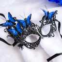 Butterfly Masquerade Mask for Women Lace Venetian Masks Halloween Mardi Gras Party Prom (Black)