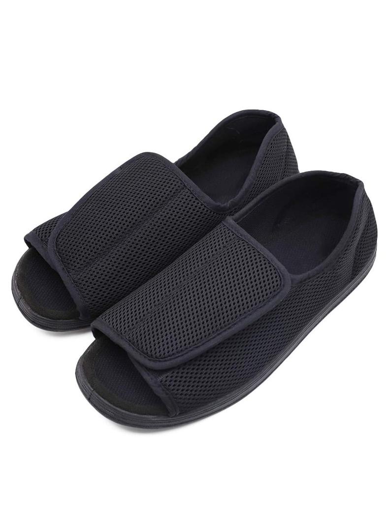 Men's Open Toe Diabetic Recovery Slippers, Adjustable Orthopedic Wide Width Walking Shoes for Arthritis Edema Swollen Feet Elderly Men 9.5