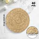 Elcoho 40 Pieces Round Woven Placemats 12 Inch Boho Rattan Placemats Farmhouse Braided Place Mats Woven Plate Chargers Rustic Wicker Table Mats for Dining Table