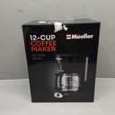Mueller 12-Cup Drip Coffee Maker - Borosilicate Carafe, Auto-Off, Reusable Filter, Anti-Drip, Keep-Warm Function, Clear Water Level Window Coffee Machine, Kitchen Essentials & Accessories (Black)
