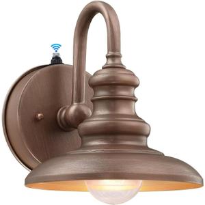 LONEDRUID Dusk to Dawn Sensor Outdoor Gooseneck Barn Light Fixtures Rustic Exterior Wall Sconce Lighting Waterproof Outside Porch Lantern Farmhouse Wall Mount Lamp for House Garage Patio (Bronze)