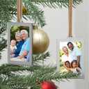 UNIQOOO 8 Set Christmas Acrylic Rectangle Photo Ornaments for Display Picture, 2"x 3" Acrylic Hanging Photo Frame, Double-Sided Picture Frames for Home, Party, Tree Decorations(Silver)