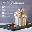 MATICAN Paper Ice Cream Cups, 50-Count 9-Oz Disposable Dessert, Snack Bowls for Hot or Cold Food, 9-Ounce Party Supplies Treat Cups for Sundae, Frozen Yogurt, Soup, Pastel Stripes