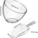 Hoolerry 8 Pcs Serving Bowls Kit Include Plastic Bowls for Parties and Popcorn Measuring Scoops Acrylic Plastic Kitchen Angled Candy Scoops for Office Canister Salad Cooking(Clear,35 oz)