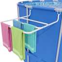 Pool Towel Rack, 3 Bar Metal Poolside Towel Rack Outdoor, 20.6" Wide Heavy Duty Above Ground Swimming Pool Hanging Bath Towel Holder (White)