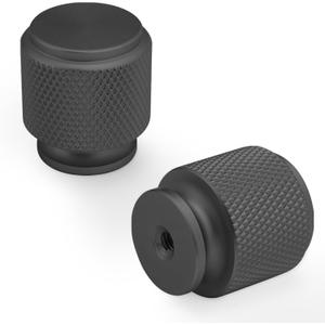 15 Pack Matte Black Kitchen Cabinet Knobs - Knurled Drawer Handles for Cabinets and Cupboards (1'' Diameter(25mm))