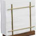 MyGift Napkin Holders for Table & Kitchen, Brass-Tone Wire Metal Napkin Dispenser with Wood Base, Modern Farmhouse Tabletop Dining Decor for Home/Cafe/Restaurant