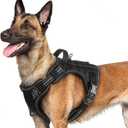 rabbitgoo Dog Harness for Large Dogs No Pull, Tactical Service Pet Vest with Molle and Control Handle, Adjustable and Reflective Military Harness for Easy Walking and Training, Black, L