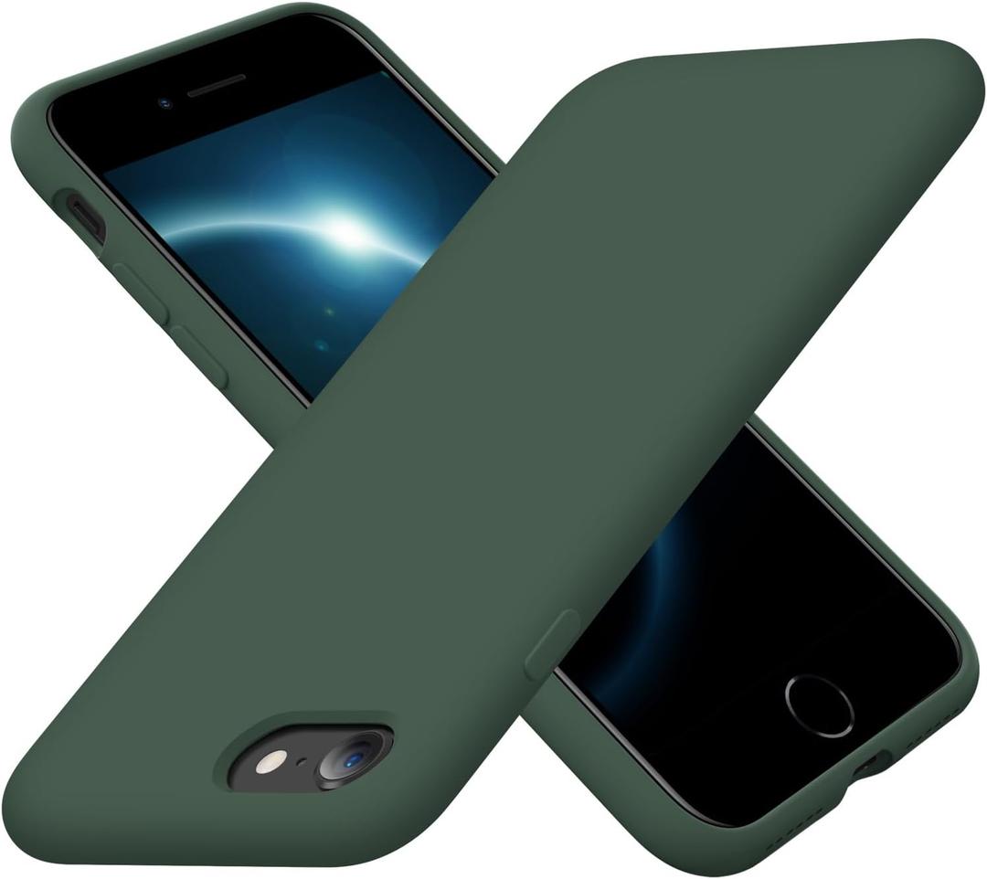 Cordking Designed for iPhone SE Case 2022/2020, Designed for iPhone 7 8 Case, Silicone Slim Shockproof Phone Case with [Soft Microfiber Lining], 4.7 inch, Alpine Green