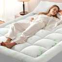 Anluoer Queen Mattress Topper Memory Foam, Rayon Derived from Bamboo Mattress Pad for Hot Sleepers,Pillow Top Mattress Topper for Back Pain with 8-21" Deep Pocket, 60x80 Inches, White