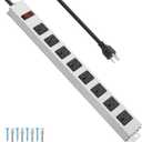 JUNNUJ Metal 8 Outlet Power Strip, Mountable Heavy Duty Power Strip, 1200J Surge Protector Wall Mount Screws Outlet with Switch, Gaming Desk Strips Wide Spaced 15A 125V 1875W, 6 FT 14AWG Power Cord