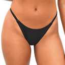 Zmart Women Thong Bikini Bottoms G String Sexy Low Waist Swimsuit Bottom Brazilian Cheeky Bathing Suit Bottoms (Black, XL)