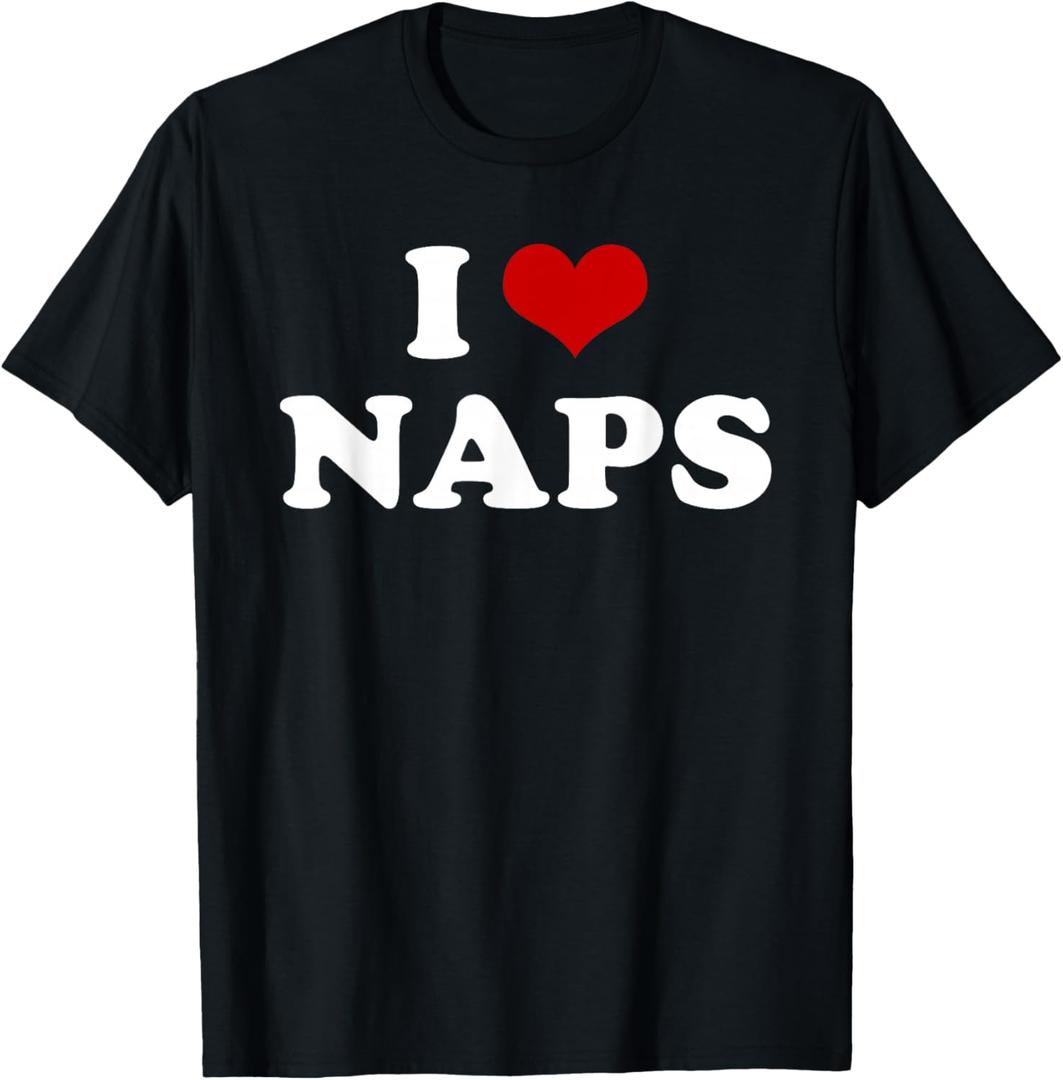 I Heart Naps I Love Napping Lazy Sleeping T-Shirt, Large
