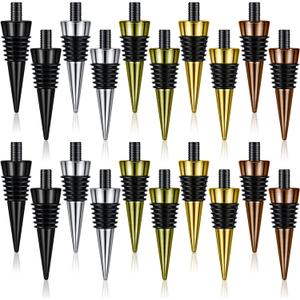 Honeydak 20 Pieces Bottle Stopper Set Kit Blank Stainless Steel Beverage Reusable Decorative Bottle Corks Accessories Tapered Storage Craft Art DIY for Kitchen Bar Party Wedding Turning