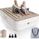 Air Mattress Queen with Built in Pump, 18" Ultimate Comfort Blow up Mattress Queen with Rechargeable Pump, Colchon Inflatable Mattress for Home, Guest, Camping & Office, Air Bed 660lbs Max (18 Queen, Khaki)
