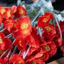 DUYONE Artificial Flowers 6 Stems Poppy Silk Bouquet,for Wedding, Home, Party Decoration,Table Centerpiece Arrangement(Dark Orange)