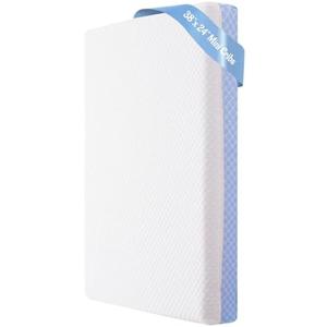 Vomiliku Mini Crib Mattress - 38x24x4 Inch Dual Sided Memory Foam Baby Mattress with Breathable Removable Cover - Fits Most Mini and Portable Cribs