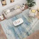 Modern Abstract Area Rug - 5x7 ft. Area Rug Carpet, Non-Slip Non-Shedding Washable Rugs for Living Room and Bedroom, Smoke Navy & Yellow, 5' x 7'