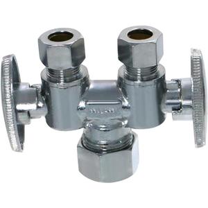 XFITTING 10 Pcs Dual Straight Valve 3/8 Inch x 3/8 Inch x 5/8 Inch OD Compression, 4-4-3=10XX