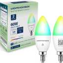 Lightinginside Matter Candelabra Smart Light Bulbs 60W Equivalent, 500LM 6W E12 LED Bulb Compatible with Alexa/Siri/Apple Home/Google Home/SmartThings, RGBCW Candle Bulb, 2.4G WiFi, ETL Listed, 2PCS
