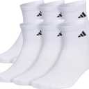 adidas Men's Superlite Quarter Socks 6-Pack, Durable, Lightweight, Athletic Breathable with Compression Arch Support (Medium(5-8 US), White/Black)