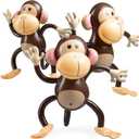 Large Inflatable Monkey (Pack of 3) 27-Inch Monkeys for Baby Shower, Safari, Jungle Themed Birthdays, Blow Up Animal Party Favors and Decorations for Kids and Toddlers