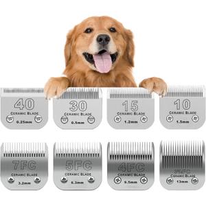 8 Pack Detachable Pet Dog Grooming Replacement Ceramic Blades Set Compatible with Andis Pet Clipper/Oster A5/Wahl KM10 Series Dog Clipper