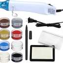 Lanties Embossing Kit with Heat Tool Bundle, 8 x 10ml Embossing Powders, Clear Embossings Pen and Ink Pad, Complete Embossings Kit for Starter Crafts