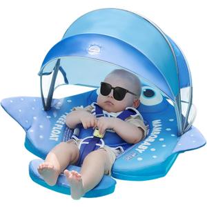 3Months to 48Months 3rd Swim Mode Standing Stroke Baby Stroller Canopy Baby Swim Float Mambobaby Float Infant Non-Inflatable Swim Ring Solid Baby Pool Float with Tail Smart Swim Trainer