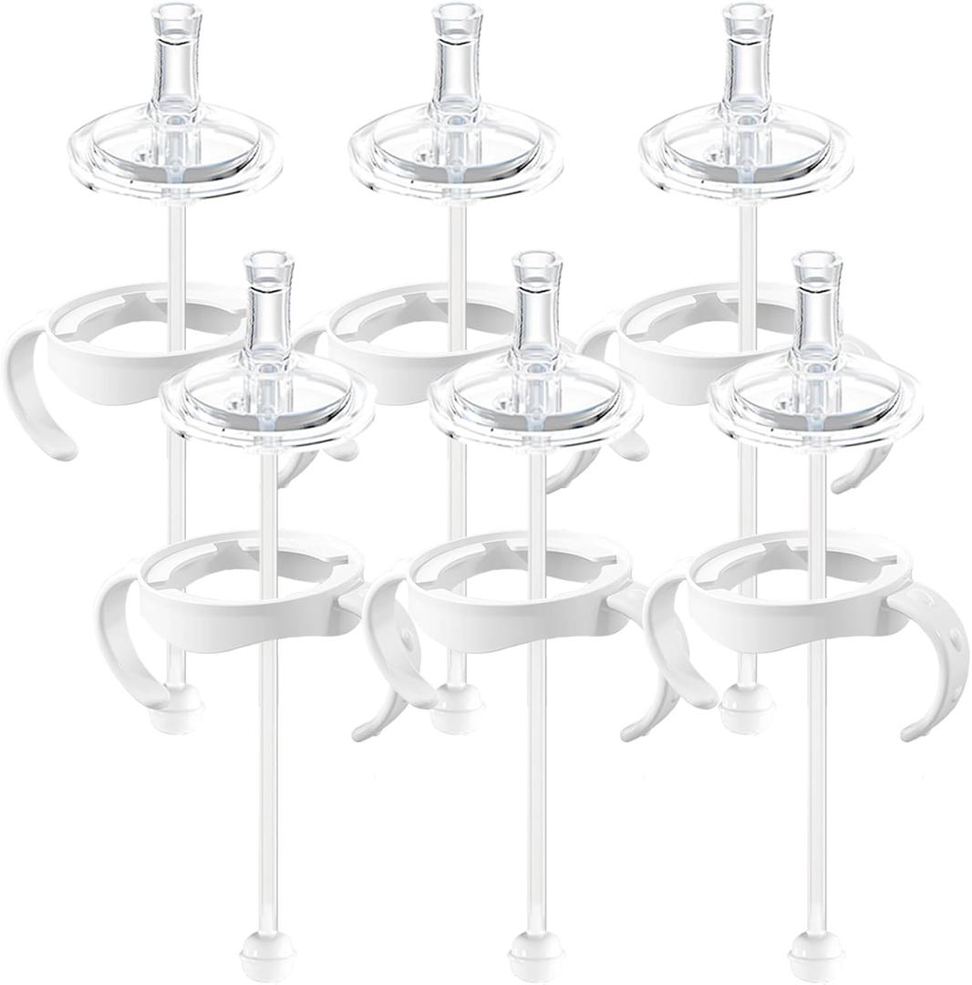 Straw Sippy Cup Conversion Kit for Philips Avent Natural Baby Bottles, Soft top and Weighted Transition Cup Kit with Handles, Pack of 6