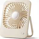 Quiet Desk Fan, Small Portable Personal Fan with 2000mAh Rechargeable Battery, 3 Speed Mini Fan, 180° Foldable for Office, Sleeping and Travel (Cream White)