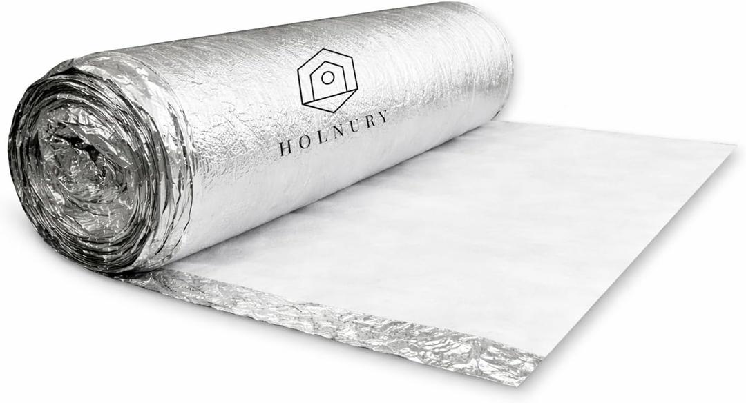 3-in-1 Acoustic Premium Floor Underlayment - 200 sqft Roll - 3mm Thick EPE with Silver Foil Vapor Barrier with Tape - Moisture Barrier, Thermal Insulation, Sound Insulation (Silver Protect)