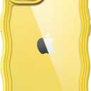 JETech Cute Case for iPhone 14 Plus 6.7-Inch, Wave Frame Curly Shape Shockproof Phone Cover for Women and Girls, Clear Hard PC Back (Yellow)