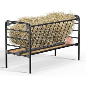 Horse Hay Feeder, Heavy Duty Livestock Feeder, 60 Gallon Pasture Feeder, Metal Hay Feeder for Ponies, Goats and Sheep for Hay Feeding