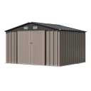 10 x 8 FT Metal Outdoor Storage Shed, Large Metal Tool Sheds with Frame Floor, Air Vents & Lockable Door, Metal Aluminum Storage Shed for Gardens, Backyard, Patio, Garage, Lawn, Brown