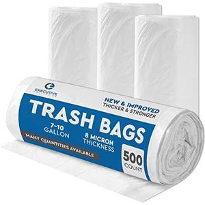 Clear 7-10 Gallon Trash Bags, 500 Bulk Pack - Medium Size Garbage Bin Liners for Office, Bedroom and Kitchen Wastebasket Cans - by Executive Collection