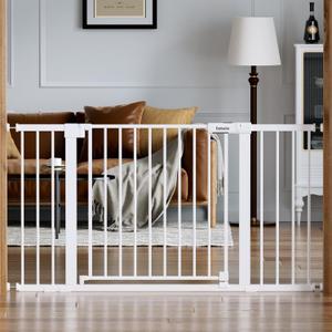 Babelio 36-56" Extra Wide Baby Gate for Stairs No Drilling, PressGuard II